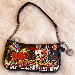Ed Hardy Multicolor Graphic Shoulder Bag